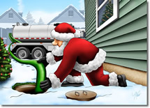 Santa pumps out a septic system to call attention to Grenco Excavation latest blog